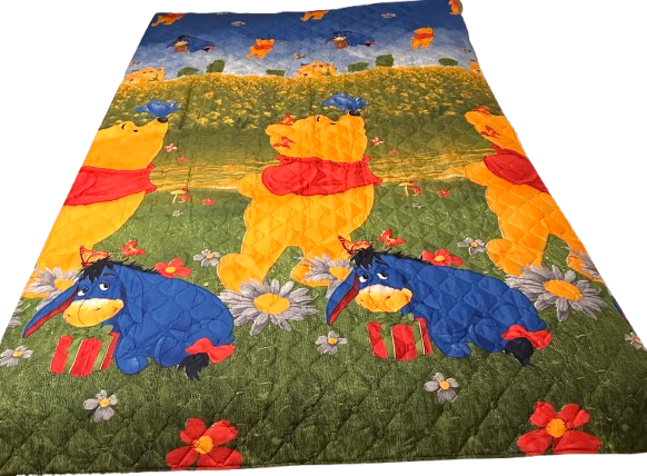 Kinder-Bettüberwurf 130x210 cm – Buntes Motiv mit Bär & Esel