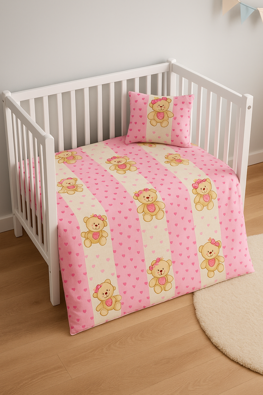 Baby-Bettwäsche-Set „Teddy Love“ – 3-teilig – 100x150 cm – Ranfors Baumwolle